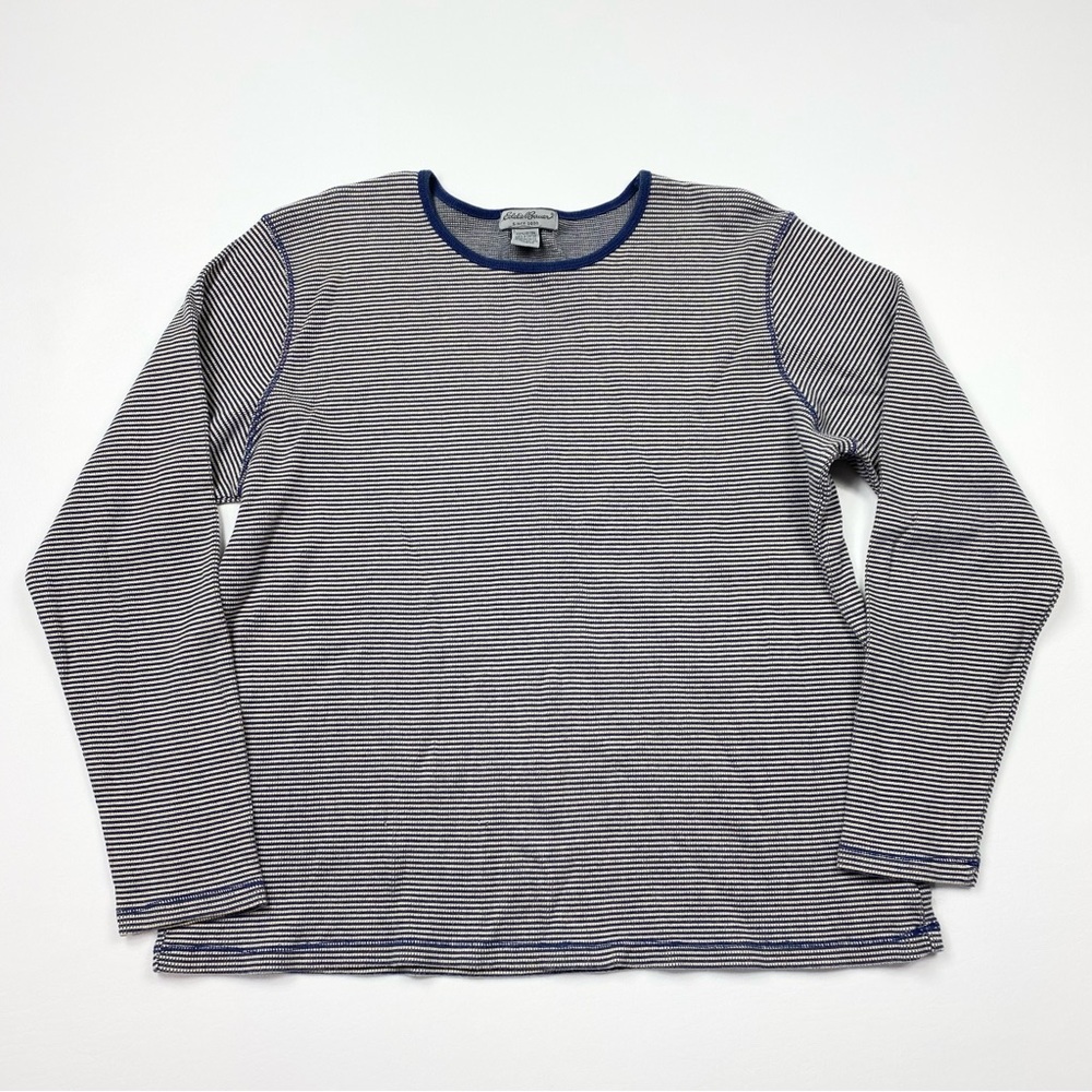 Women’s VTG Eddie Bauer Long Sleeve Striped Thermal T-Shirt Size XL